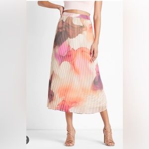 Express Super High Waisted Printed Pleated Midi Skirt - Size M New With Tags